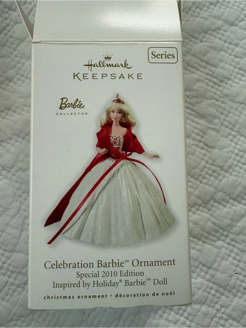 Hallmark Keepsake 2010 Celebration Barbie Ornament. Red/white. Great shape/box